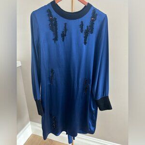 3.1 Phillip Lim Silk Beaded Dress with Mohair Cuffs - Size 6